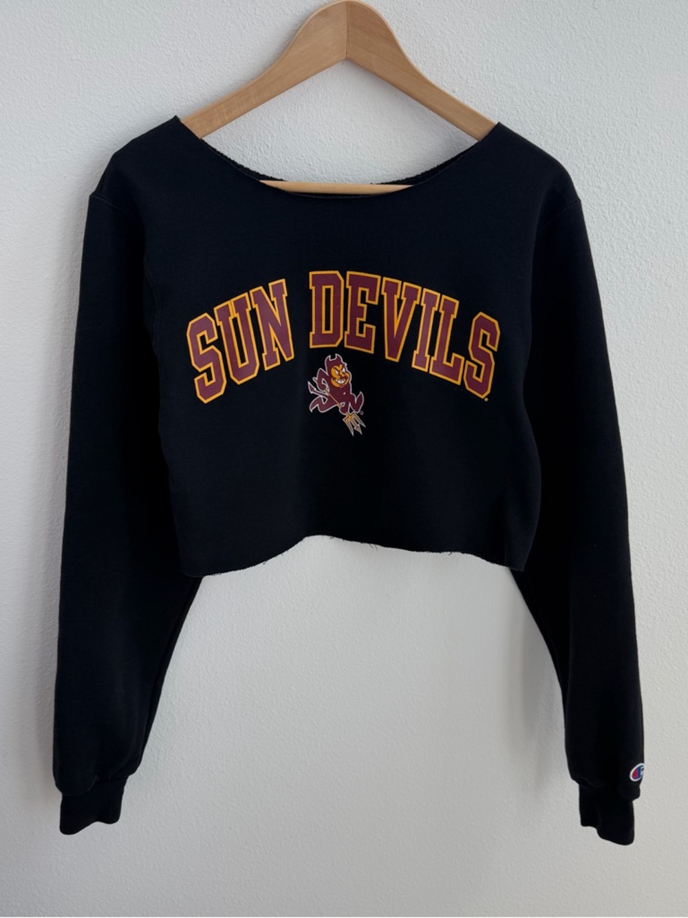 SOLD❤️- Sun Devils Black Cropped Off the Shoulder Sweatshirt